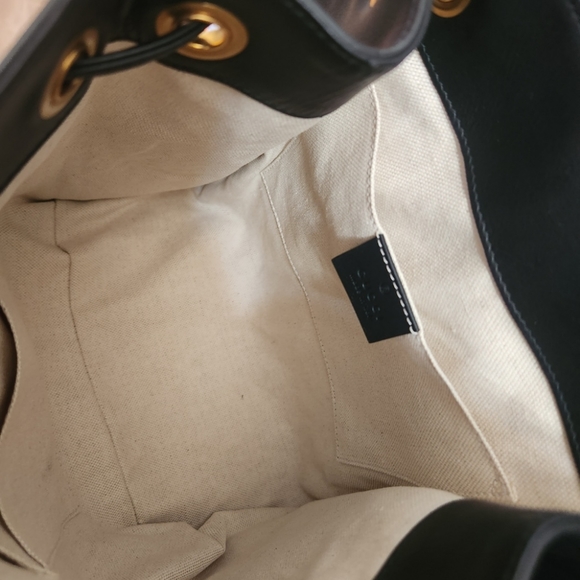 Gucci Calfskin Web GG Marmont Flap Chain Backpack Black - Picture 7 of 9